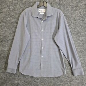 Mizzen+Main Shirt Mens Large Trim Fit Black White Gingham Plaid Leeward Casual